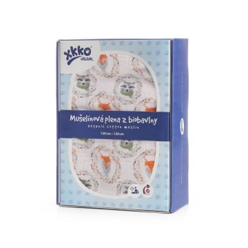 Organic cotton swaddle xkko organic 120x120 fox raccoon 63e 0